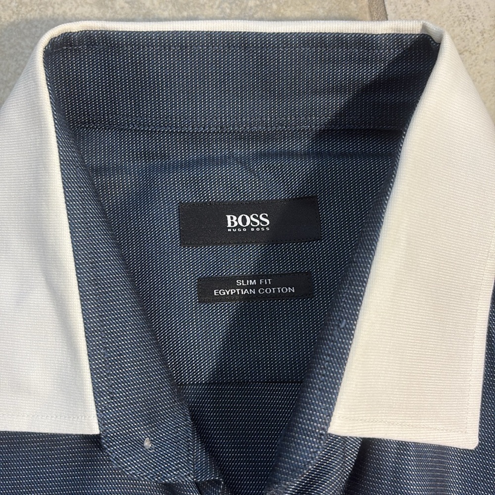 Boss Men's Dress Shirts - Navy, Pink, and Blue Stripes - Picture 15 of 16